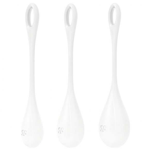 Satisfyer Yoni Power 1 - geišu bumbiņu komplekts - balts (3 daļas)