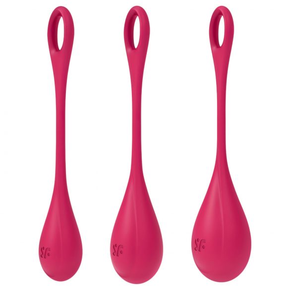 Satisfyer Yoni Power 1 - geišas lodīšu komplekts - sarkans (3 daļas)