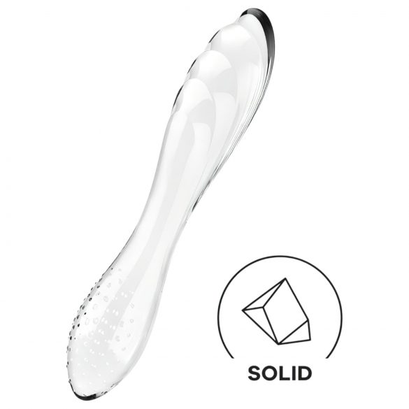 Satisfyer Dazzling Crystal 1 - 2 galos stikla dildo (caurspīdīgs)