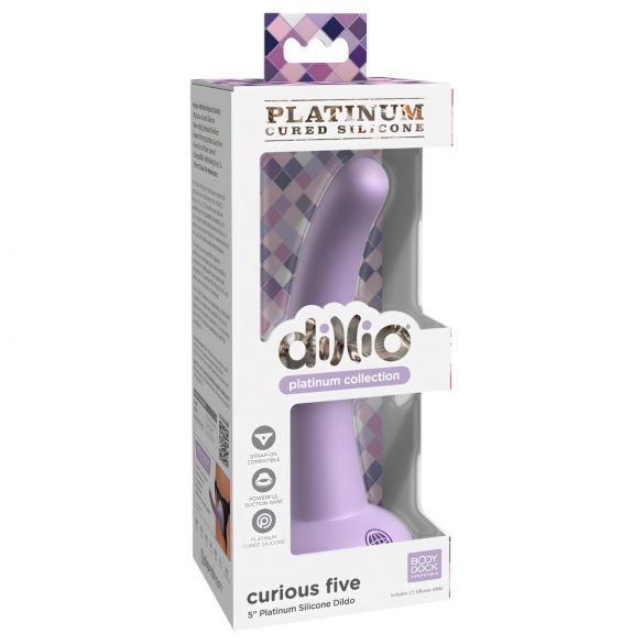 Dillio Curious Five - piesūcekņa silikona dildo (15cm) - violets