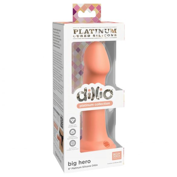 Dillio Lielais Varonis - silikona piesūcekņa dildo (17 cm) - oranžs