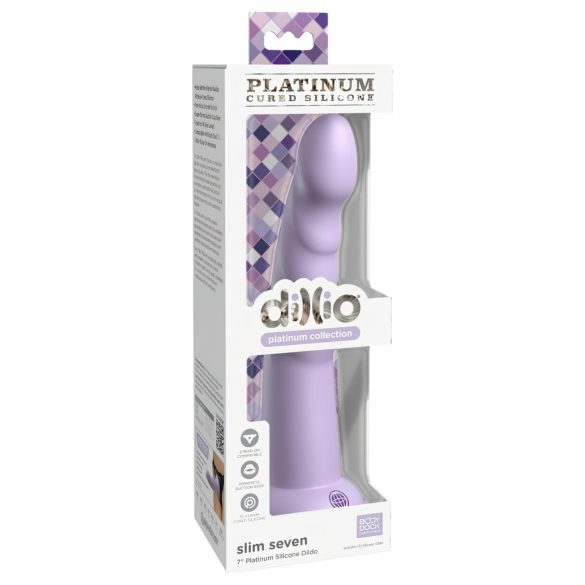 Dillio Slim Seven - piesūcekņa stimulējošais dildo (20 cm) - violets