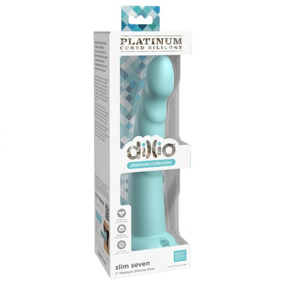 Dillio Slim Seven - piepiedējams stimulācijas dildo (20 cm) - tirkīza