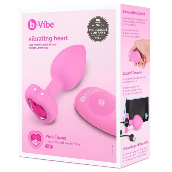 b-vibe heart - akumulatora radio anālais vibrators (rozā)