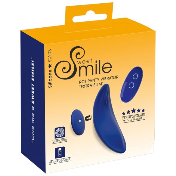 Smile - īpaši plāns tālvadības biksīšu vibrators (zils)