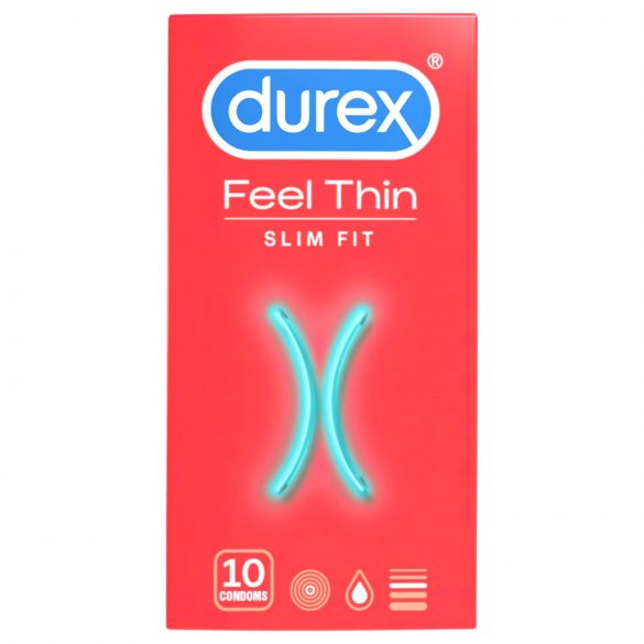 Durex Feel Thin Slim Fit - dzīvīguma sajūtas prezervatīvi (10 gab.)