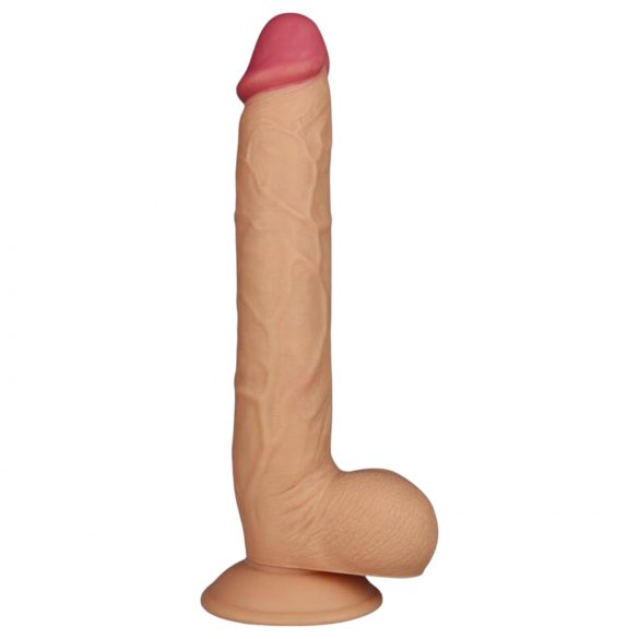 Lovetoy King-Sized - ar piesūcekni, dabīga izskata dildo ar sēkliniekiem - 25 cm (dabīgs)