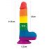 Lovetoy Prider - reālistisks dildo ar sēkliniekiem - 20 cm (varavīksne)