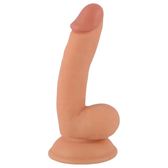 Mr. Rude - piesūcekņa, sēklinieku reālistiskais dildo - 18cm (dabīgs)