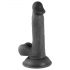 Mr. Rude - piesūcekņa bāze, ar sēkliniekiem, reālistisks dildo - 17cm (melns)