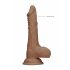 RealRock Dong 7 - reālistisks, ar sēkliniekiem dildo (17 cm) - tumši dabīgs