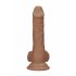 RealRock Dong 7 - reālistisks, ar sēkliniekiem dildo (17 cm) - tumši dabīgs