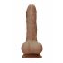 RealRock Dong 8 - reālistisks dildo ar sēkliniekiem (20cm) - tumšs naturāls