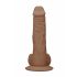 RealRock Dong 8 - reālistisks dildo ar sēkliniekiem (20cm) - tumšs naturāls