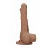 RealRock Dong 8 - reālistisks dildo ar sēkliniekiem (20cm) - tumšs naturāls