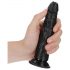 RealRock Slim - piesūceknēm, realistisks dildo - 15,5cm (melns)