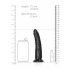 RealRock Slim - piesūceknēm, realistisks dildo - 15,5cm (melns)