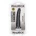 RealRock Slim - piesūceknēm, realistisks dildo - 15,5cm (melns)