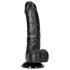 RealRock - piesūcekņa, ar sēkliniekiem reālistisks dildo - 15,5 cm (melns)