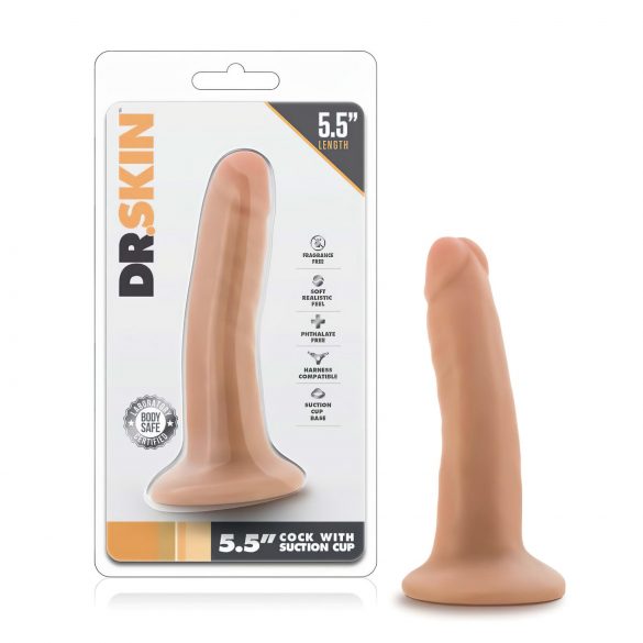 Dr. Skin 5,5 - piesūcekņa dabīgs dildo - smilškrāsa (14cm)