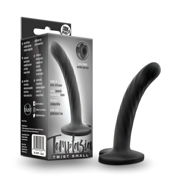 Temptasia Twist Small - piesūcekņu, vītņu dildo (melns)