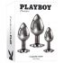 Playboy - anālais aizbāžņu komplekts - 3 daļīgs (sudraba)