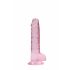 REALROCK - caurspīdīgs dabīgais dildo - rozā (17cm)