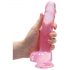 REALROCK - caurspīdīgs reālistisks dildo - rozā (19cm)