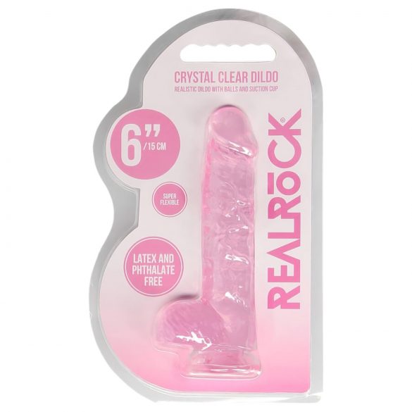 REALROCK - caurspīdīgs reālistisks dildo - rozā (15 cm)