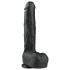 Easytoys - piesūcēju pamatne, lielas sēklinieki dildo (29,5cm) - melns