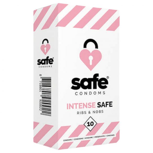 SAFE Intense Safe - rievoti-punktoti prezervatīvi (10 gab.)