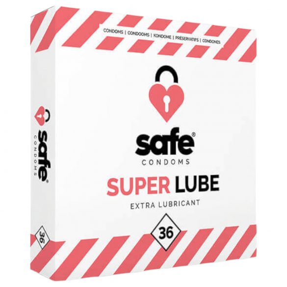 SAFE Super Lube - papildu lubrikācijas prezervatīvi (36 gab.)