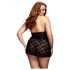 BACI Plus Size - mežģīņu babydoll ar kaklasiksnu - melns (XL-XXL)