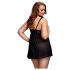 BACI Plus Size - atvērts, punktots babydoll - melns (XL-XXL)