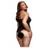 BACI Plus Size - kakla lencīte, caurspīdīgs bodijs - melns (XL-XXL)