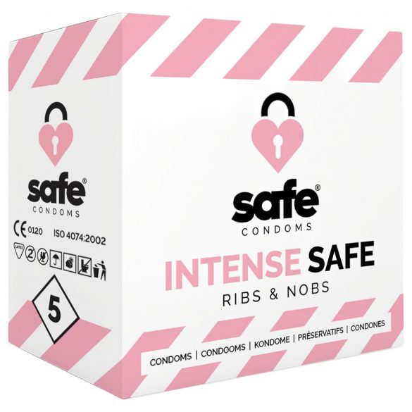 SAFE Intense Safe - rievoti-punktuoti prezervatīvi (5 gab.)