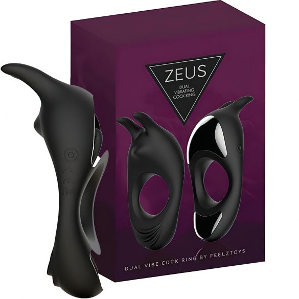 FEELZTOYS Zeus - uzlādējams vibrācijas dzimumlocekļa gredzens (melns)